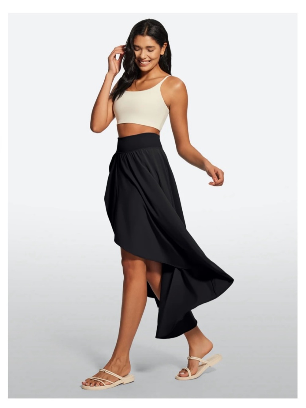 High-Low Black Women’s Skirt - Built in Short - NWT
